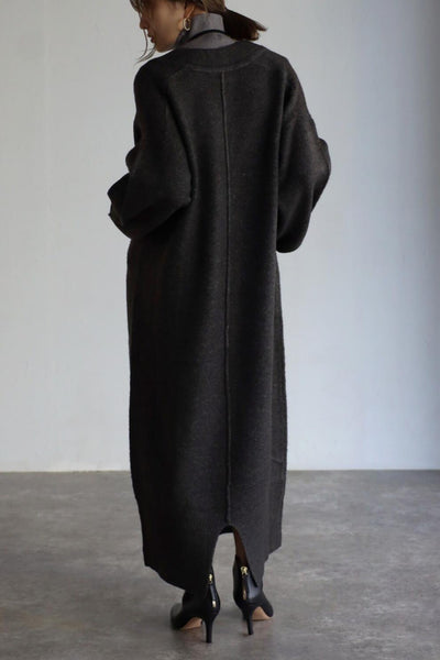 「今だけこの価格」ゆったり Vネック ロング ニットワンピース レディース 体型カバー シンプル 大人可愛い 秋冬 長袖 ロング丈 ワンピース おしゃれ 通勤 きれいめ ID2247