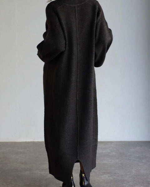 「今だけこの価格」ゆったり Vネック ロング ニットワンピース レディース 体型カバー シンプル 大人可愛い 秋冬 長袖 ロング丈 ワンピース おしゃれ 通勤 きれいめ ID2247