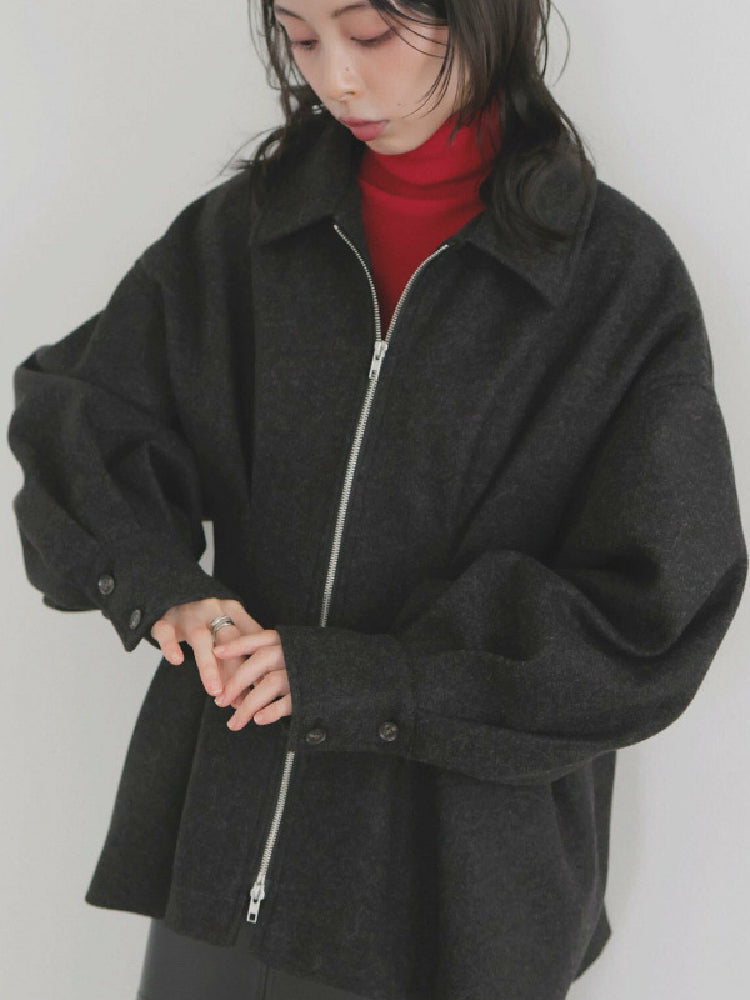 「年に一度の大放出」ウールコート レディース ジップアップ ショート丈 ゆったり シンプル 上品 きれいめ カジュアル 通勤 秋冬 新作 ID2077