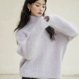 「年末前の大感謝祭」ふわふわ ニット レディース ハイネック セーター 柔らかい 暖かい シンプル エレガント 体型カバー 無地 秋冬 新作 ID2177