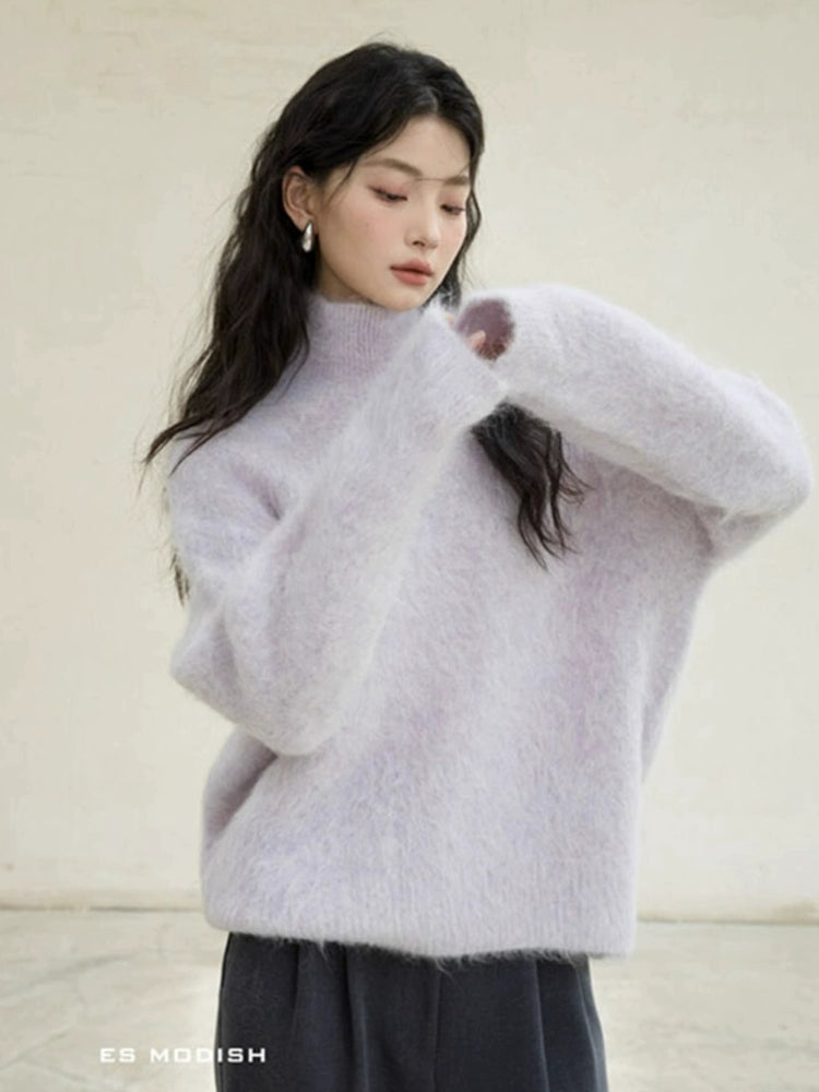 「年末前の大感謝祭」ふわふわ ニット レディース ハイネック セーター 柔らかい 暖かい シンプル エレガント 体型カバー 無地 秋冬 新作 ID2177