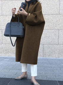 7色展開 ウールコート レディース ノーカラー ミディアム丈 シンプル 上品 きれいめ 通勤 通学 ゆったり 大人カジュアル 秋冬新作 ID1838