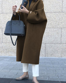 7色展開 ウールコート レディース ノーカラー ミディアム丈 シンプル 上品 きれいめ 通勤 通学 ゆったり 大人カジュアル 秋冬新作 ID1838