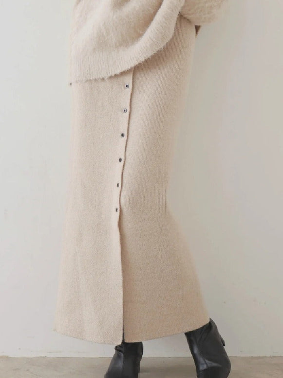 ニット スカート スリット ロング マルチウェイ キャリア レディース 上品 オフィス おしゃれ 着回し 快適 素材 シルエット 秋冬 通勤 フォーマル 大人 女性 エレガント 洗練 トレンド デイリー 機能性 ID2029