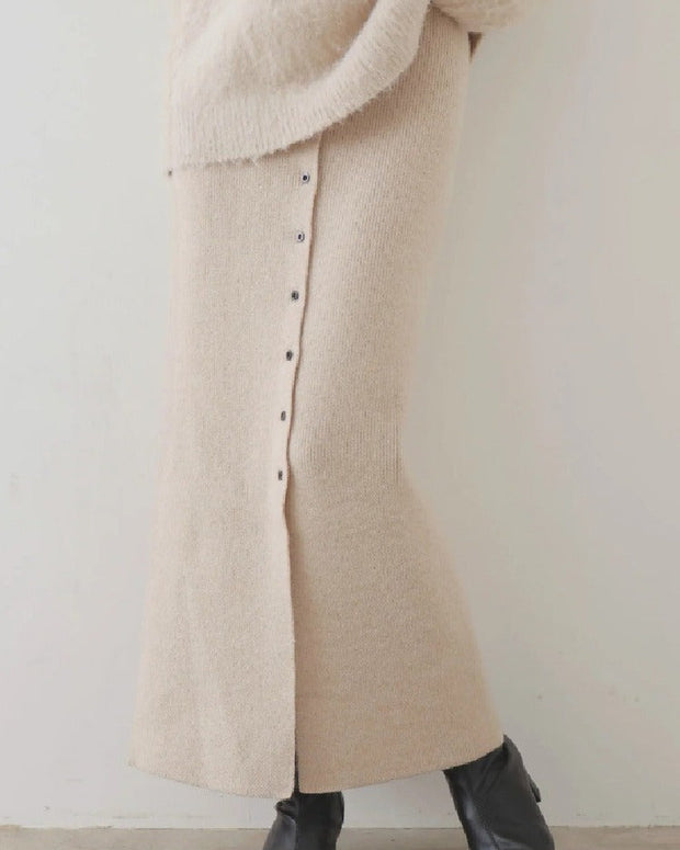 ニット スカート スリット ロング マルチウェイ キャリア レディース 上品 オフィス おしゃれ 着回し 快適 素材 シルエット 秋冬 通勤 フォーマル 大人 女性 エレガント 洗練 トレンド デイリー 機能性 ID2029