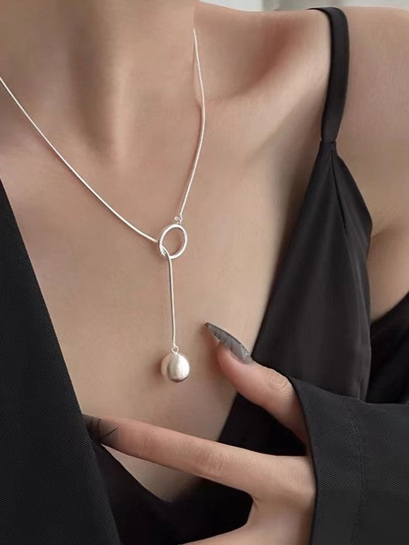 925シルバー ネックレス レディース サークル ボール ペンダント シンプル 上品 おしゃれ アクセサリー ジュエリー デイリー パーティー ギフト プレゼント ID1775