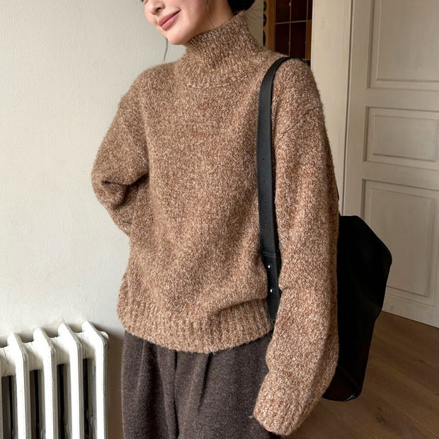 タートルネック ニット レディース ふわふわ 暖かい ゆったり 長袖 シンプル カジュアル 体型カバー 通勤 秋冬 新作 ID2106