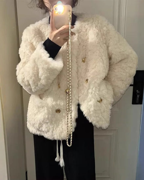 「タイムセール爆発中」もこもこ ジャケット レディース 裏キルティング ショートコート ダブルボタン おしゃれ 暖かい アウター 秋冬 新作 ID2090