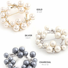 ランキング1位！ブローチ フォーマル 卒業式 卒園式 入学式 入園式 セレモニー ママスーツ パール キュービックジルコニア ピン 華やか 大人 上品 ゴールド シルバー チャコール ID1270