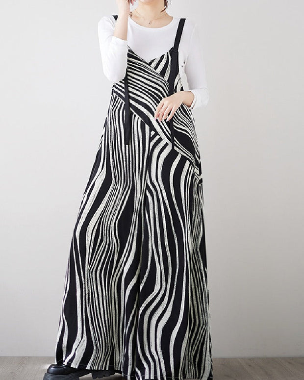 【秋新作】レディース フレンチストライプ オーバーオール ワイドパンツ オールインワン ゆったり 着痩せ カジュアル おしゃれ 通勤 デート 9月 10月 ID1134