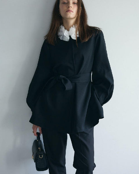 中綿コート ウールコート レディース ベルト付き 丸首 長袖 フレアシルエット 通勤 オフィス 上品 きれいめ 体型カバー 秋冬 新作 ID2078