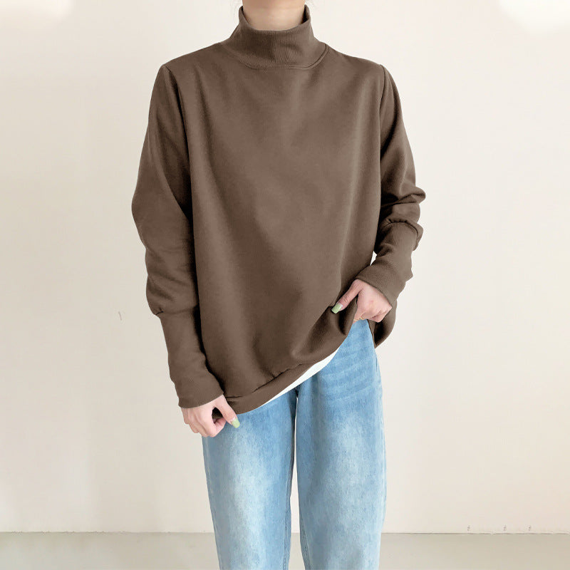 4色展開 裏起毛 スウェット レディース 長袖 トレーナー ハイネック シンプル 無地 ゆったり あったか 体型カバー カジュアル 通勤 通学 おしゃれ 大人女子 暖かい ルームウェア 秋冬 防寒 トップス 人気 新作 ID1930