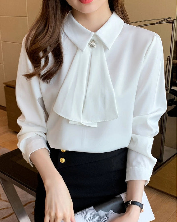 シャツ ブラウス レディース 長袖 フォーマル 通勤 仕事 入園式 卒業式 入学式 七五三 結婚式 オフィスカジュアル 上品 ホワイト ID1431