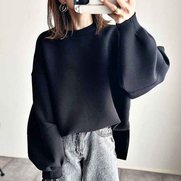 スウェット レディース サイドジップ トップス 長袖 ゆったり シンプル カジュアル 体型カバー 秋冬 トレーナー 大人カジュアル おしゃれ 上品コーデ ID1814