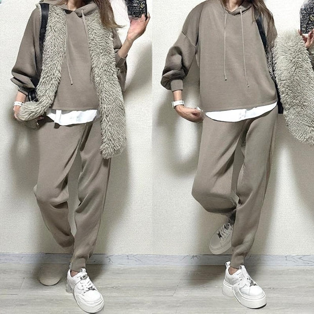 「最終在庫セール」2点セット スウェット 上下セット レディース ゆったり シンプル カジュアル 楽ちん 体型カバー 秋冬 部屋着 ワンマイルウェア ID2293