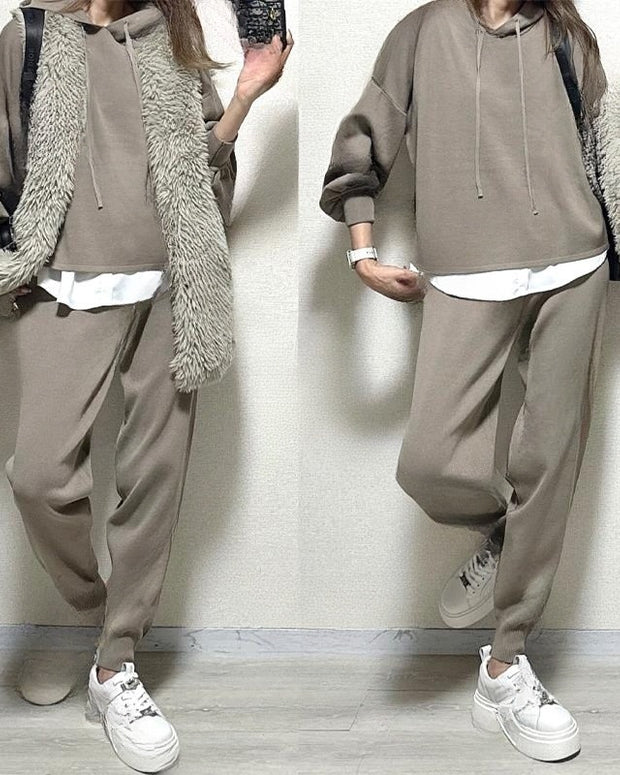 「最終在庫セール」2点セット スウェット 上下セット レディース ゆったり シンプル カジュアル 楽ちん 体型カバー 秋冬 部屋着 ワンマイルウェア ID2293