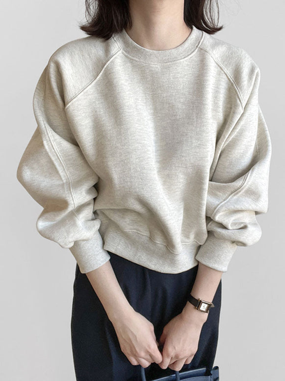 スウェット レディース 長袖 クルーネック プルオーバー 短丈 ゆったり バットスリーブ カジュアル 通勤 学生 デイリー シンプル おしゃれ 体型カバー 秋冬 トップス ID1724