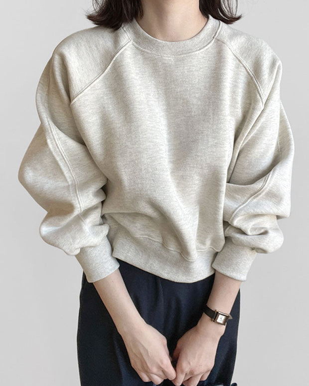 スウェット レディース 長袖 クルーネック プルオーバー 短丈 ゆったり バットスリーブ カジュアル 通勤 学生 デイリー シンプル おしゃれ 体型カバー 秋冬 トップス ID1724