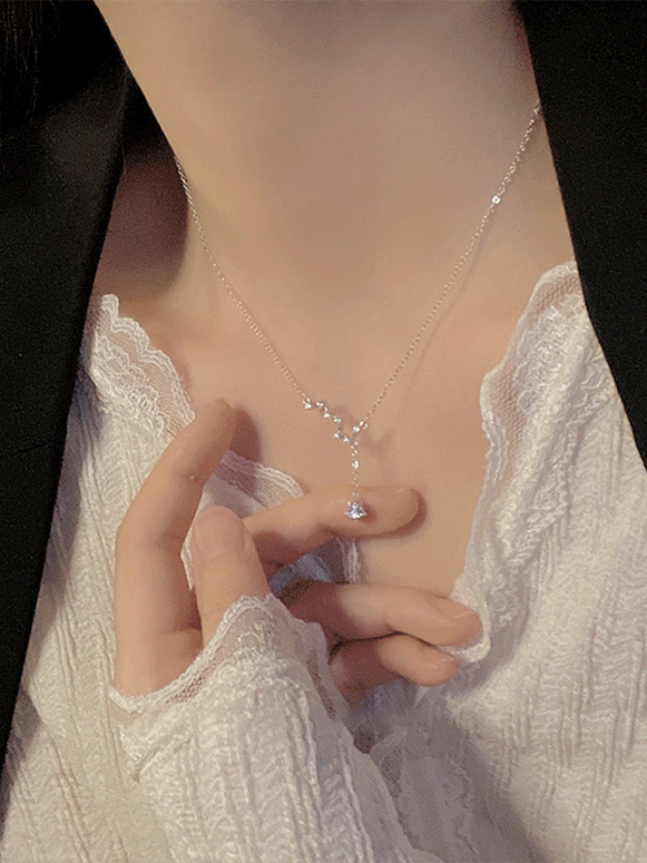 【465】北斗七星 ネックレス シルバー925 レディース 星モチーフ ジルコニア 華奢デザイン 高級感 スキンジュエリー 夏 新作