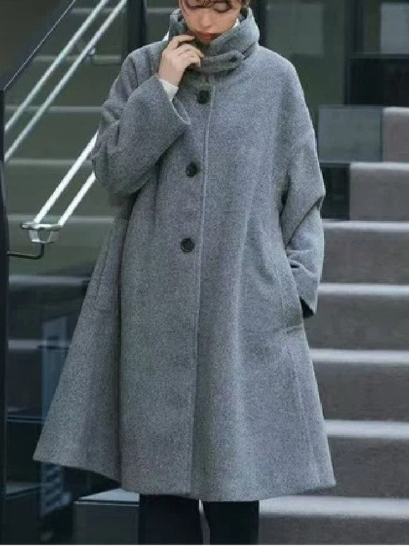 秋冬 ウール コート 韓国風 ロング 高級感 アウター 厚手 ゆったり カジュアル 通勤 レディース 上品 おしゃれ 保温 快適 着心地 大人 女性 エレガント 洗練 都市 テイスト 素材 シルエット トレンド ID2053
