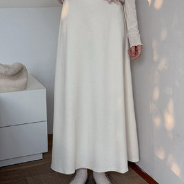 暖かい ロング丈 フレアスカート レディース きれいめ 体型カバー 上品 冬コーデ Aライン スカート ID2296