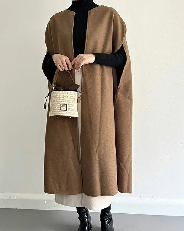 ノースリーブ コート レディース 毛織り ベスト ロングジレ 体型カバー きれいめ シンプル 上品 通勤 オフィスカジュアル 秋冬新作 大人ファッション ID1827