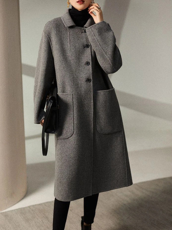 ロングコート レディース ウールタッチ 上品 シンプル 通勤 きれいめ 大人エレガント アウター 秋冬 ID2284