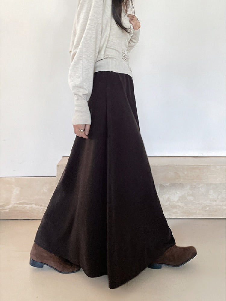 暖かい ロング丈 フレアスカート レディース きれいめ 体型カバー 上品 冬コーデ Aライン スカート ID2296