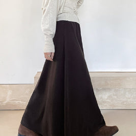 暖かい ロング丈 フレアスカート レディース きれいめ 体型カバー 上品 冬コーデ Aライン スカート ID2296
