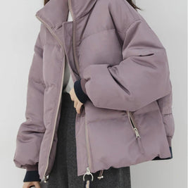 スタンドカラー 中綿ジャケット レディース ショート丈 ゆったり 暖かい おしゃれ きれいめ シンプル 軽量 通勤 カジュアル 秋冬 新作 ID2156