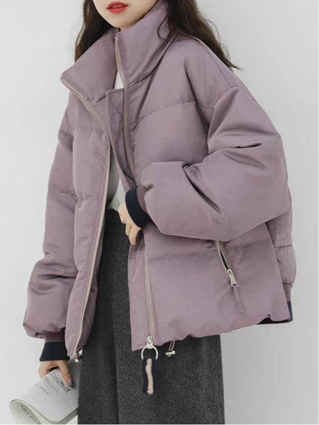 スタンドカラー 中綿ジャケット レディース ショート丈 ゆったり 暖かい おしゃれ きれいめ シンプル 軽量 通勤 カジュアル 秋冬 新作 ID2156