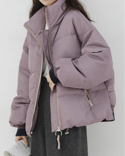 スタンドカラー 中綿ジャケット レディース ショート丈 ゆったり 暖かい おしゃれ きれいめ シンプル 軽量 通勤 カジュアル 秋冬 新作 ID2156