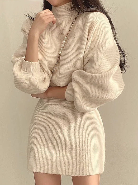 セットアップ ニットトップス + ノースリーブ リブワンピース レディース 2点セット 秋冬 きれいめ ショート丈スカート ID2200