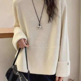 「ブラックフライデー大特価」ニット セーター レディース クルーネック 長袖 ゆったり シンプル 柔らかい 暖かい 上品 カジュアル 秋冬 新作 ID2110