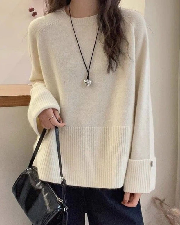 「ブラックフライデー大特価」ニット セーター レディース クルーネック 長袖 ゆったり シンプル 柔らかい 暖かい 上品 カジュアル 秋冬 新作 ID2110