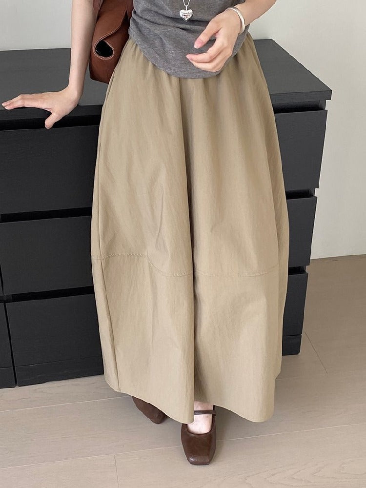 ハイウエスト フレアスカート ミディ丈 ゆったりシルエット プチさんOK 毎日着やすい 着回し万能 スカート ノーシーズン ID995