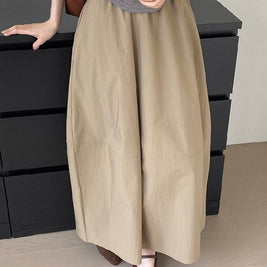 ハイウエスト フレアスカート ミディ丈 ゆったりシルエット プチさんOK 毎日着やすい 着回し万能 スカート ノーシーズン ID995