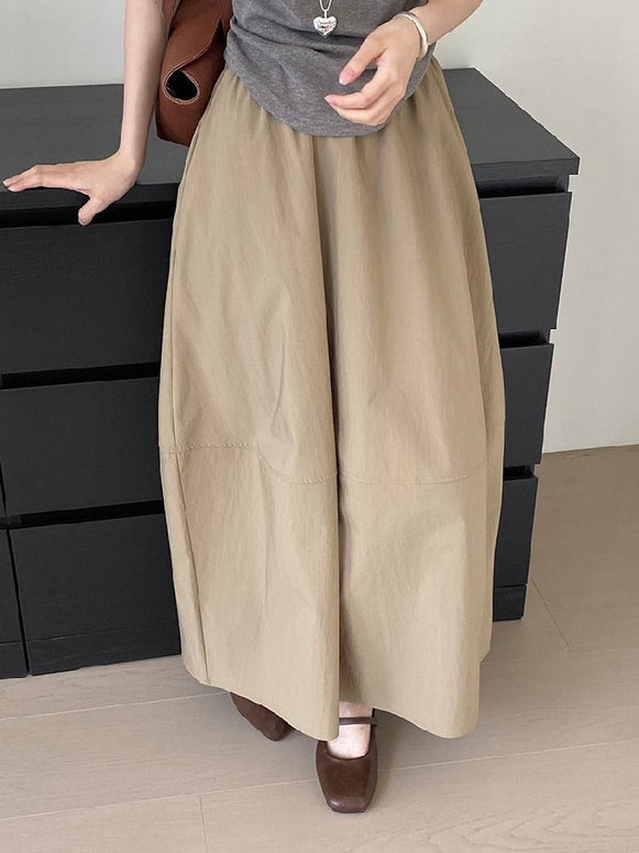 ハイウエスト フレアスカート ミディ丈 ゆったりシルエット プチさんOK 毎日着やすい 着回し万能 スカート ノーシーズン ID995