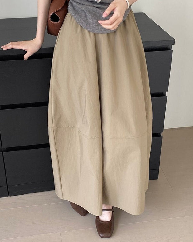 ハイウエスト フレアスカート ミディ丈 ゆったりシルエット プチさんOK 毎日着やすい 着回し万能 スカート ノーシーズン ID995