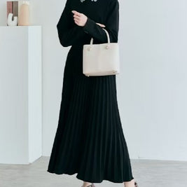 プリーツ ワンピース レディース 長袖 ロング丈 Aライン 体型カバー 上品 エレガント 通勤 フォーマル きれいめ 秋冬 新作 ID2126