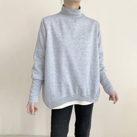 4色展開 裏起毛 スウェット レディース 長袖 トレーナー ハイネック シンプル 無地 ゆったり あったか 体型カバー カジュアル 通勤 通学 おしゃれ 大人女子 暖かい ルームウェア 秋冬 防寒 トップス 人気 新作 ID1930