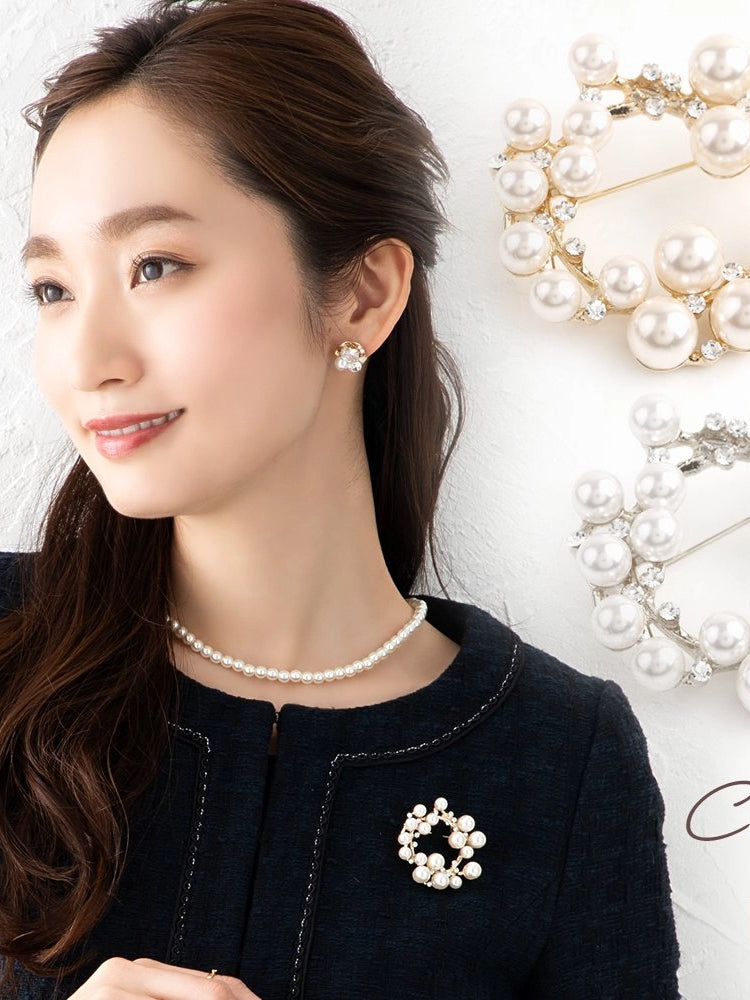 ランキング1位！ブローチ フォーマル 卒業式 卒園式 入学式 入園式 セレモニー ママスーツ パール キュービックジルコニア ピン 華やか 大人 上品 ゴールド シルバー チャコール ID1270