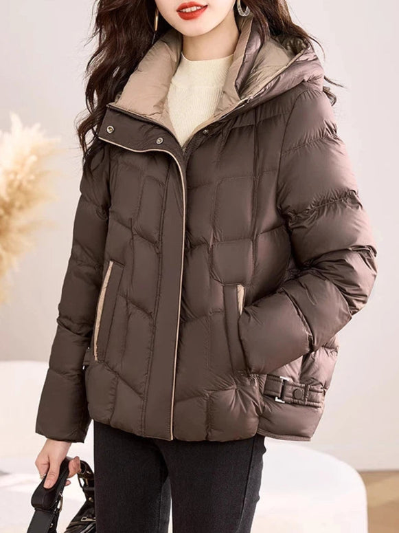 中綿 ジャケット レディース フード付き アウター 秋冬 無地 シンプル ゆったり 暖かい 防寒 軽量 体型カバー カジュアル 通勤 通学 きれいめ 大人女子 おしゃれ 人気 新作 ID1954