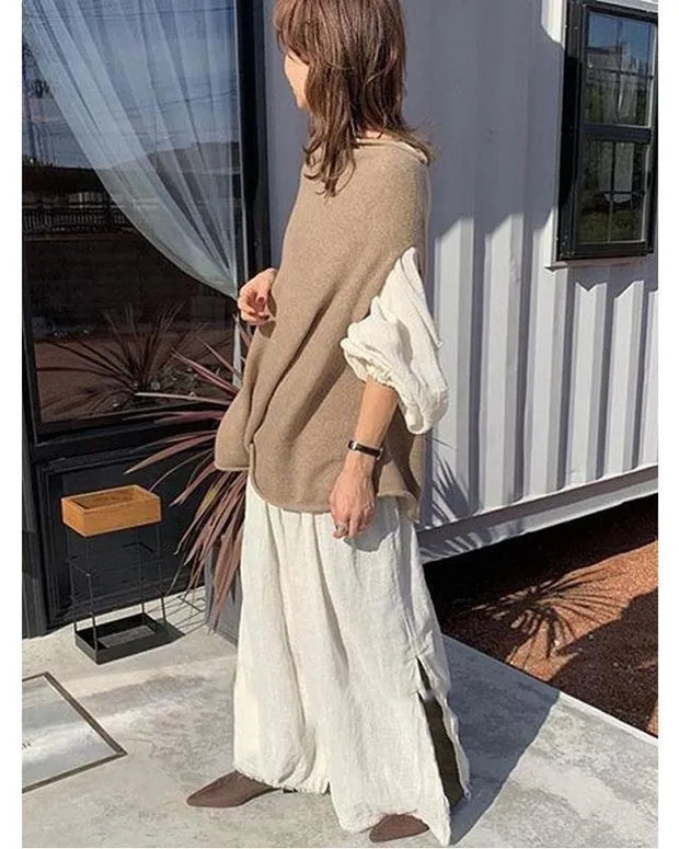 組み合わせ自由 ワンピースセット 2点セット 春秋 おしゃれ かわいい 長袖シャツスカート ルーズニットセーターセット 体型カバー ロングスカート 大人 ロングスカート Aライン ID275